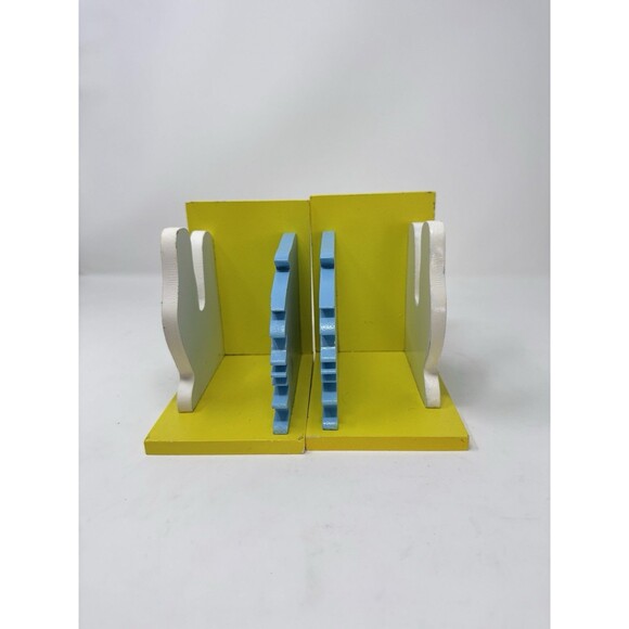 Vintage Dr. Seuss The Grinch & Bird Wood Bookends Set Child Reading Book Storage - Picture 3 of 10